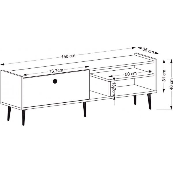 Rio mediabenk - Antrasitt/safir eik