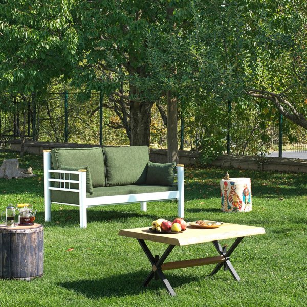 Kappis 2-seters utesofa - Hvit/grønn Kappis 2-seters utesofa - Hvit/grønn