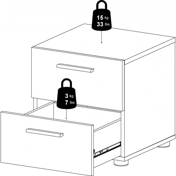 Pepe nattbord - Hvit ask