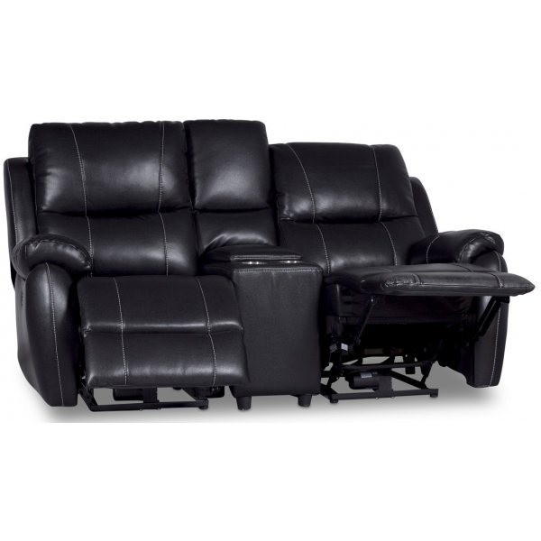 Enjoy Chicago Biosofa - 2-seter sofa recliner (el) i svart kunstskinn