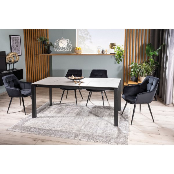 Metropol spisebord, 120-180 cm - Svart/hvit