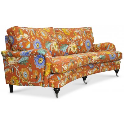 Savoy 3-seter buet sofa med blomstret stoff - Havanna Terracotta