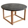 Accent sofabord rund 85 - Sort Granitt / Oljet eik