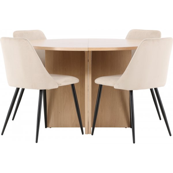 Spisebord Strada med 4 Nattstoler - Beige/sort/hvitkalket + 3.00 x Møbelføtter Spisebord Strada med 4 Nattstoler - Beige/sort/hvitkalket + 3.00 x Møbelføtter