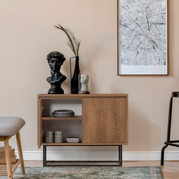 Zuri skjenk - Valnøtt/svart + Møbelføtter Zuri skjenk - Valnøtt/svart + Møbelføtter