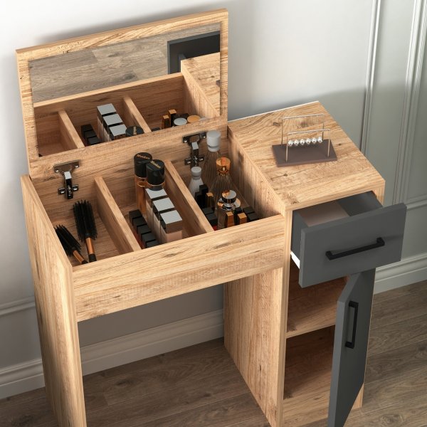 Inci toalettbord 77 x 37,3 cm - Furu/antrasitt Inci toalettbord 77 x 37,3 cm - Furu/antrasitt