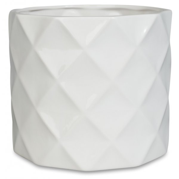 Krukke Romb H19 cm - Hvit