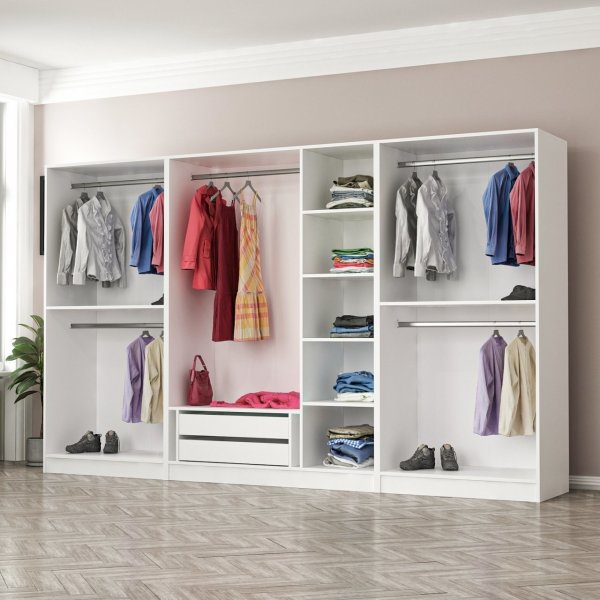 Rizada garderobe 315x52x210 cm - Hvit