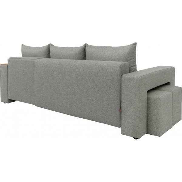 Denvo divan sovesofa med puffer - Grå Denvo divan sovesofa med puffer - Grå