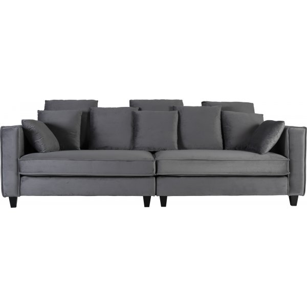 Brandy Lounge - 3,5-seters sofa XL (slvgr flyel) + Flekkfjerner for mbler