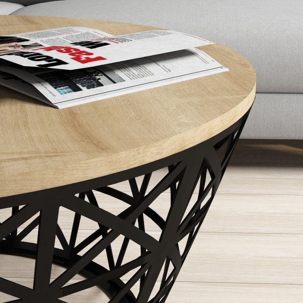 Stil salongbord Ø90 cm - Eik/sort Stil salongbord Ø90 cm - Eik/sort