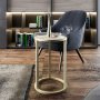 Tambur sidebord - Hvit marmor/gull