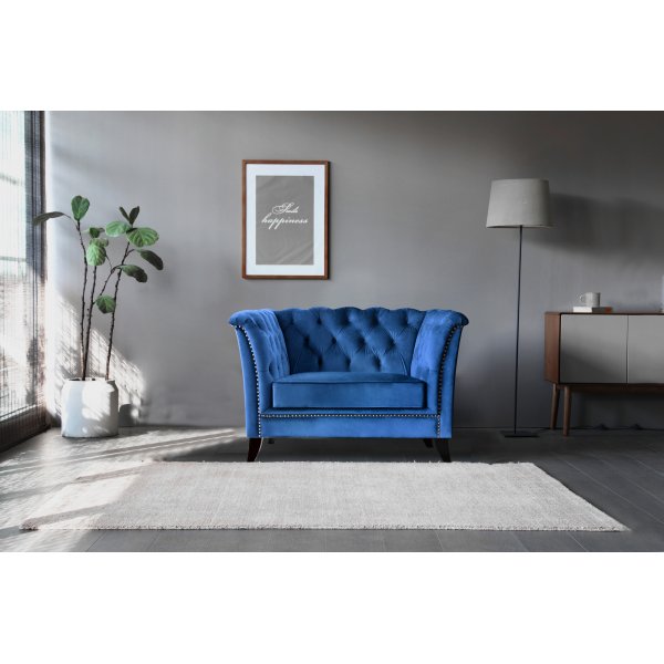 Milton Chesterfield lenestol - Mørk blå fløyel Milton Chesterfield lenestol - Mørk blå fløyel