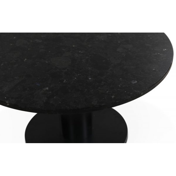 Next 85 rundt stuebord - Svart / marmor (Donau Granitt)