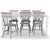 Mellby spisegruppe 180 cm bord hvit + 6 gr utkragende stoler