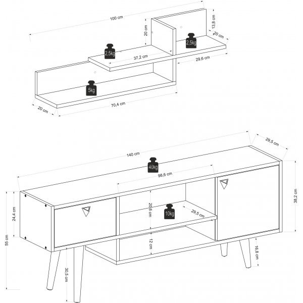Nida mediebenk - Antrasitt/Valnøtt Nida mediebenk - Antrasitt/Valnøtt