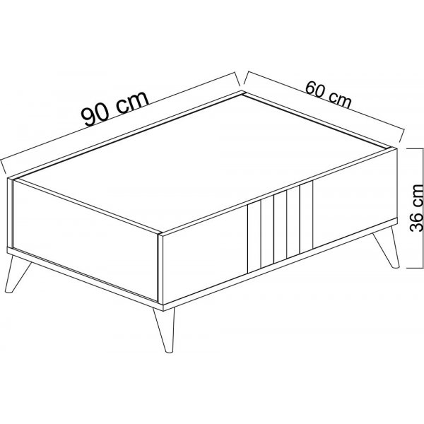 Zlato salongbord 90 x 60 cm - Antrasitt/hvit/gull