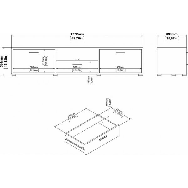 Media wide media benk med skuffer - Sort Media wide media benk med skuffer - Sort