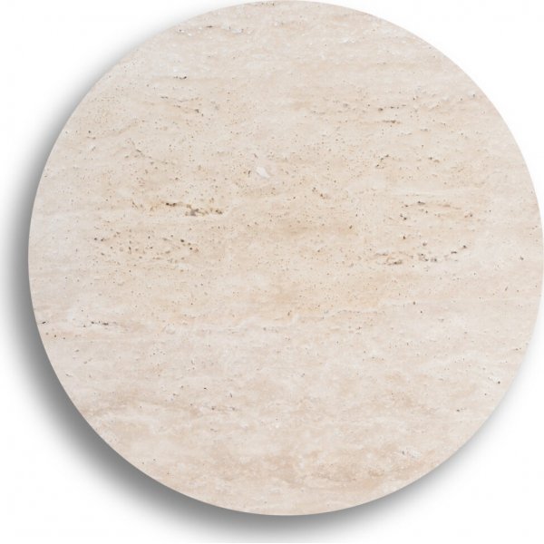 Travertin salongbord, topplate diameter 50 cm Travertin salongbord, topplate diameter 50 cm