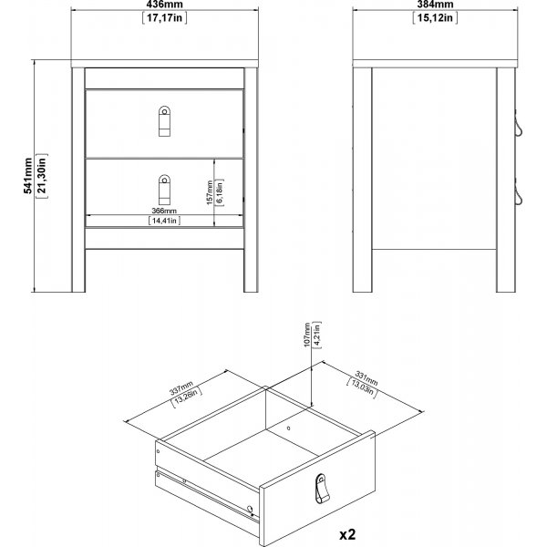 Madrid nattbord - Svart