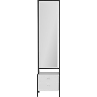 Elegant speil i full lengde med oppbevaring - Hvit