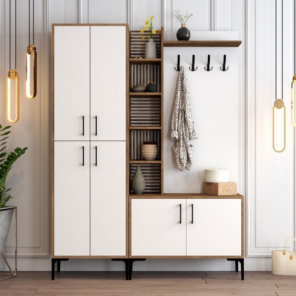 Viyana gangmøbel, 150 cm - Valnøtt/hvit Viyana gangmøbel, 150 cm - Valnøtt/hvit