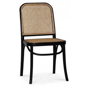 Indiana bøyetre stol - Svart med rottingsete + Møbelpleiesett for tekstiler