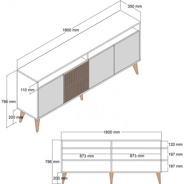 Milan skjenk - Valnøtt/svart Milan skjenk - Valnøtt/svart