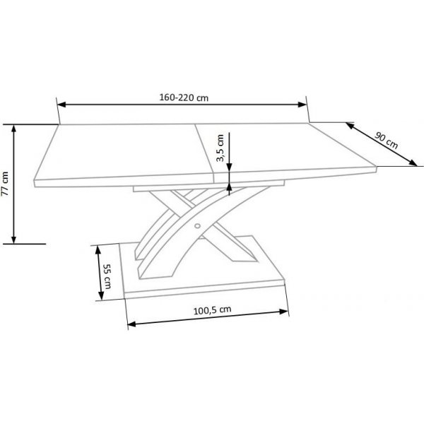 Lyall spisebord - Gull eik/svart