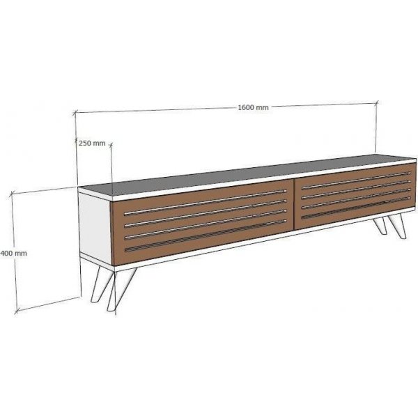 Hill mediebenk - Valnøtt/hvit Hill mediebenk - Valnøtt/hvit