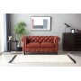 Chesterfield sofa 2-seter i brun PU