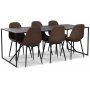 Atlantic spisegruppe: Lazio bord + 6 stk Atlantic Empire stoler brown PU