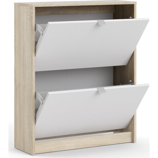 Sko dypt skoskap med 2 rom - Eik/hvit