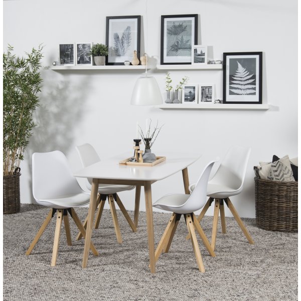 Dima spisestuestol - Hvit PU/gummitre Dima spisestuestol - Hvit PU/gummitre