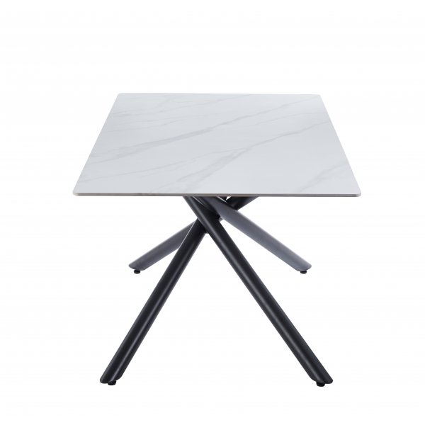 Jupiter spisebord i sintret stein - 180x90 cm - Hvit marmor