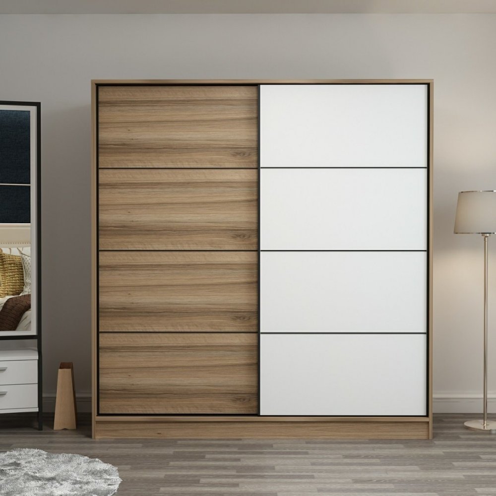 Kapusta garderobeskap 180 x 52 x 210 cm - Brun/brun/hvit - Garderober