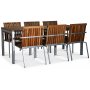 Alva spisegruppe 190x90 cm inkl. 4 stk. stoler  Teak/galvanisert metall