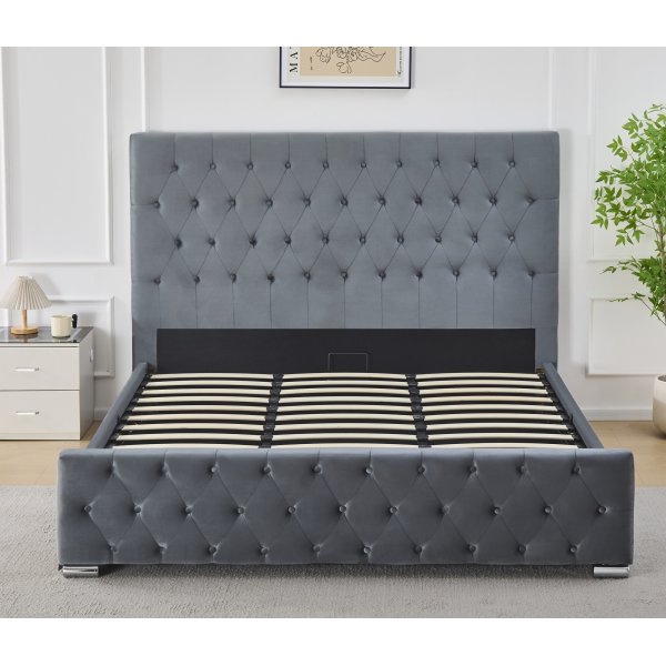 Nemis sengeramme med sengegavl og oppbevaring 180 x 200 cm - Gr�