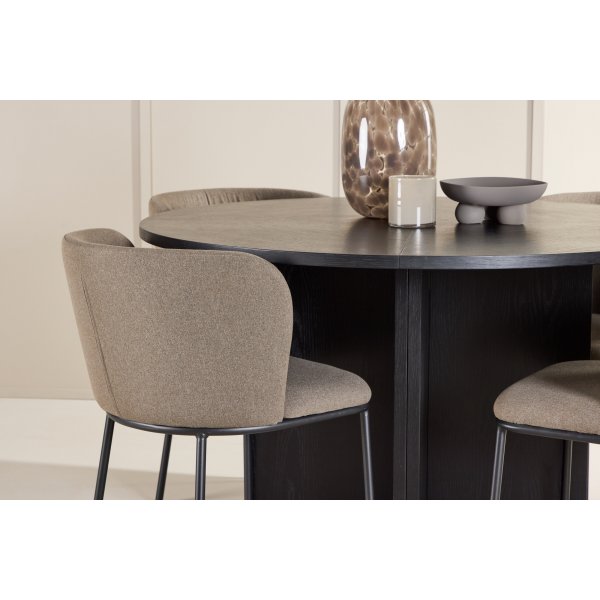 Spisebord Strada med 4 Edina stoler - Brun/svart + 4.00 x Stolpute Spisebord Strada med 4 Edina stoler - Brun/svart + 4.00 x Stolpute