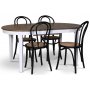 Skagen spisegruppe; spisebord 160/210x90 cm - Hvit / brunoljet eik med 4 stk Danderyd No.18 stoler Svart