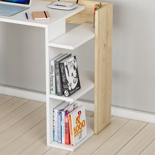 Ruby skrivebord 90,6x46,8 cm - Hvit/eik Ruby skrivebord 90,6x46,8 cm - Hvit/eik