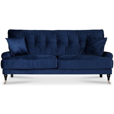 Adena 2-seters sofa i mrkebl flyel + Mbelpleiesett for tekstiler