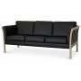Pure 3-seters lrsofa - Svart (lr) / lyst tre + Flekkfjerner for mbler