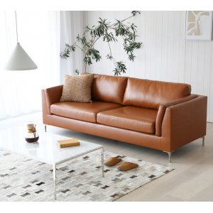 Cansas 3-seters sofa - Cognac + Mbelpleiesett for tekstiler