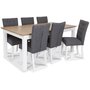 Skagen spisegruppe - 180 cm Bord inklusive 6 stk Crocket stoler i grtt trekk - Hvit/Eikebeis