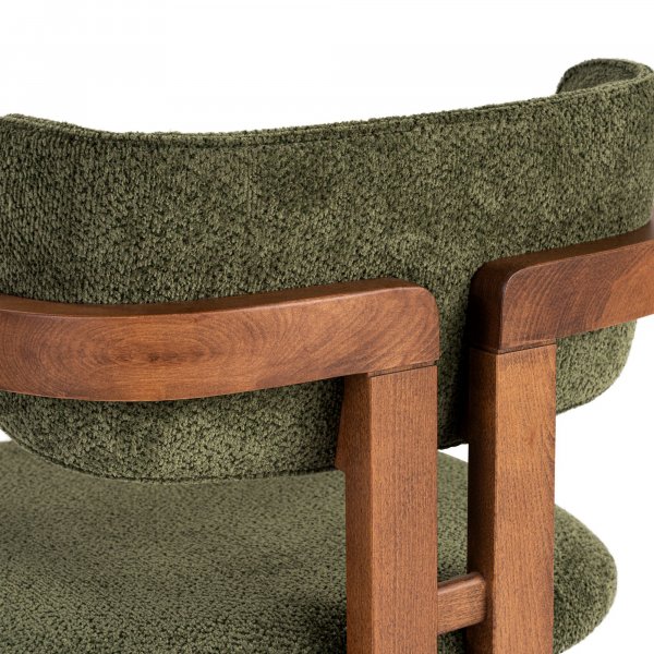 Lenestol Torpin i grønn chenille og valnøtt Lenestol Torpin i grønn chenille og valnøtt