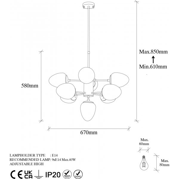 Basar taklampe 10315 - Sort/hvit