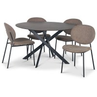 Hogrän spisegruppe Ø120 cm bord i mørkt tre + 4 stk Tofta brune stoler Hogrän spisegruppe Ø120 cm bord i mørkt tre + 4 stk Tofta brune stoler