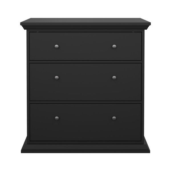 North Kommode med 3 skuffer - Matt svart