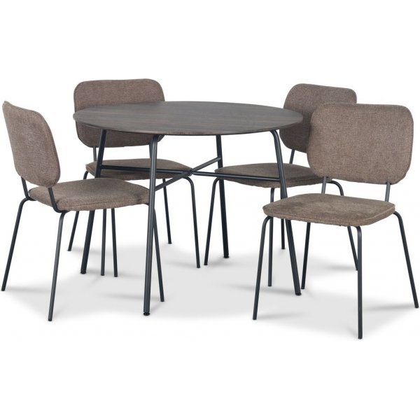 Tofta spisegruppe 100 cm bord i mrkt tre + 4 stk. Lokrume brune stoler